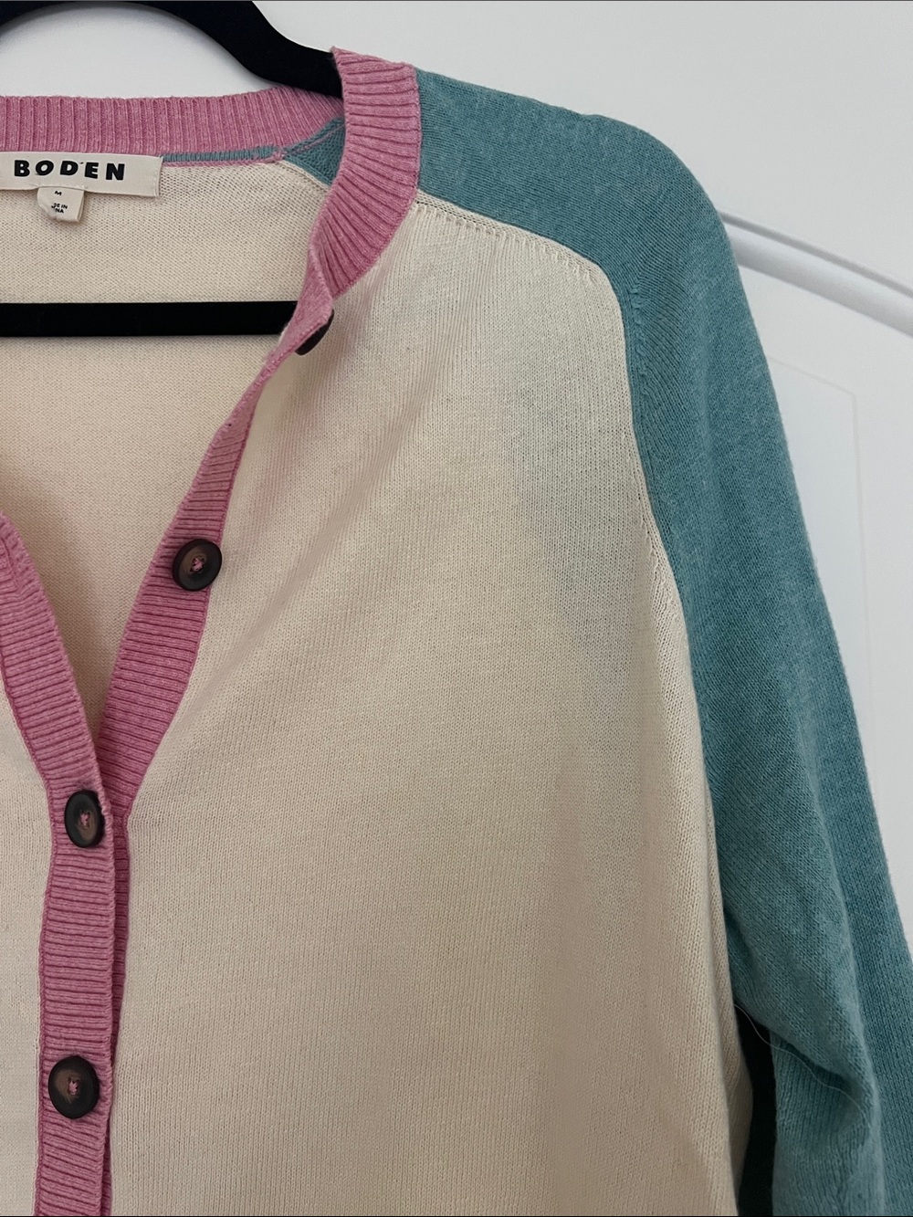 Boden Meg Saddle Sleeve Cardigan Cotton/Cashmere Raglan Sleeves - Picture 3 of 6